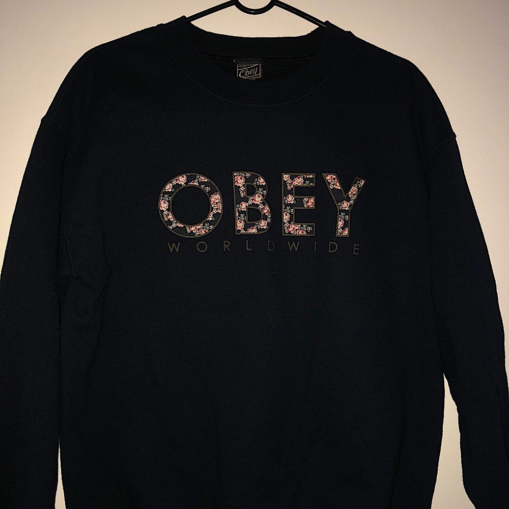 Obey worldwide floral logo crewneck